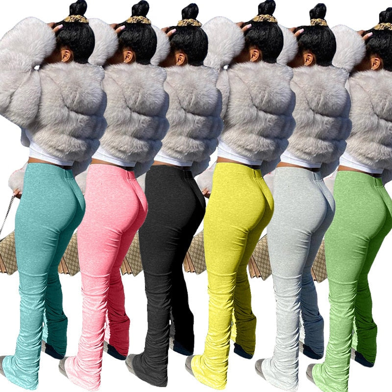 High Waist Ruched Stacked Leggings No Panties With Side Slit For Women  Streetwear Fashion Skinny Jogger Pants T200617 From Xue04, $13.76
