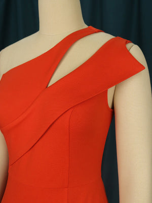 One Shoulder Plus size Red dress