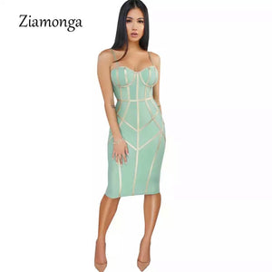 Women Bandage with gold straps Dress