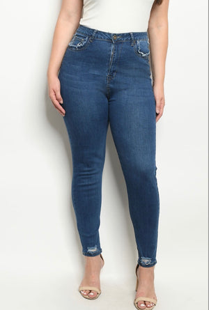 Medium Blue Denim Jeans Plus Size