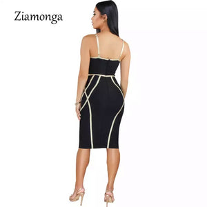 Women Bandage with gold straps Dress