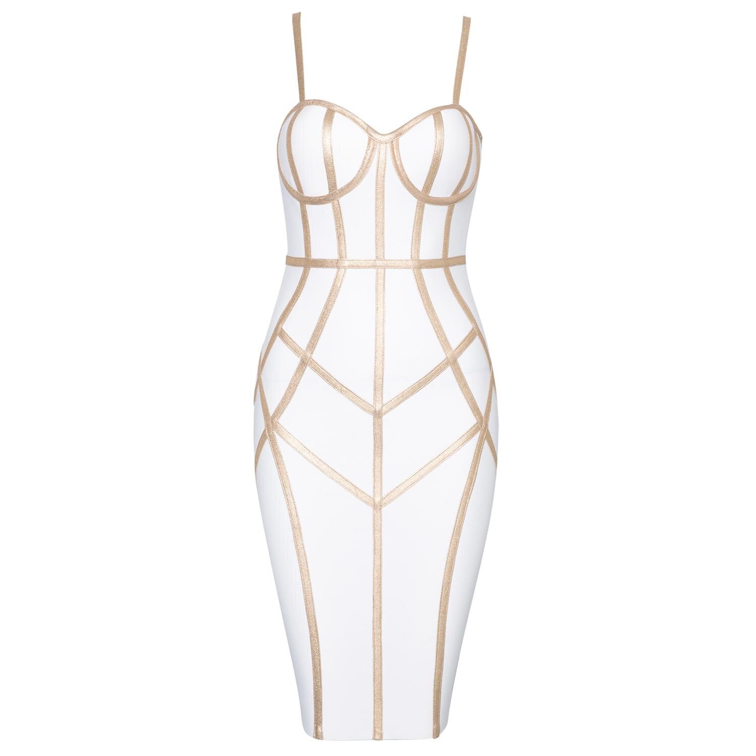 Women Bandage with gold straps Dress