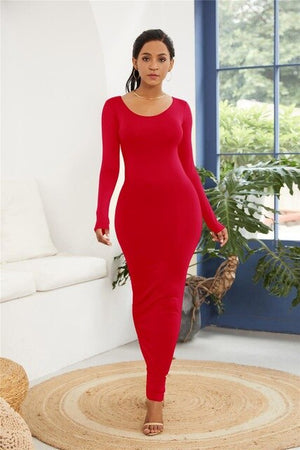 Plus Size S-5XL Long Sleeve Turtleneck Stretchy Long Dress 2019 Summer