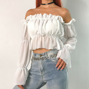 5 Colors Women Chiffon Off Shoulder Casual Summer Autumn