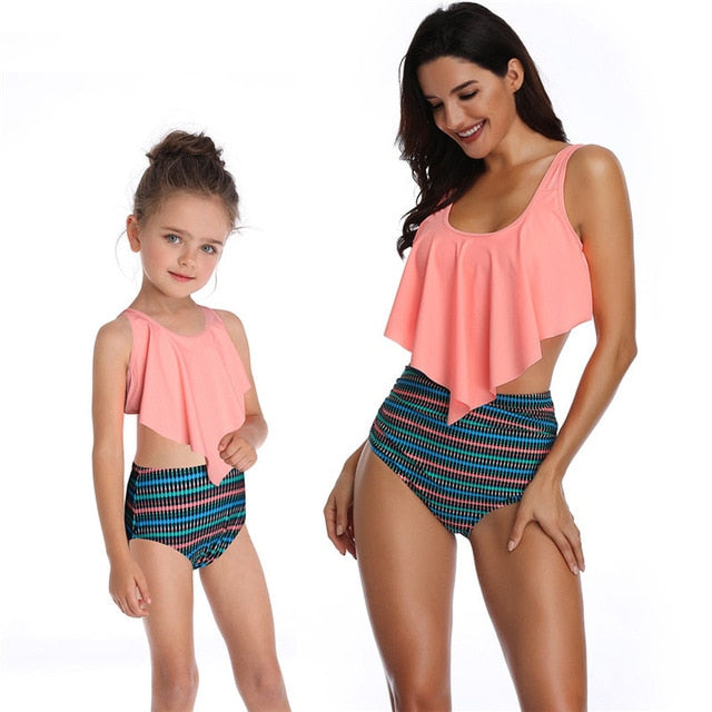 2PS Mommy and me Matching Outfits Swimsuit Summer Mother and daughter