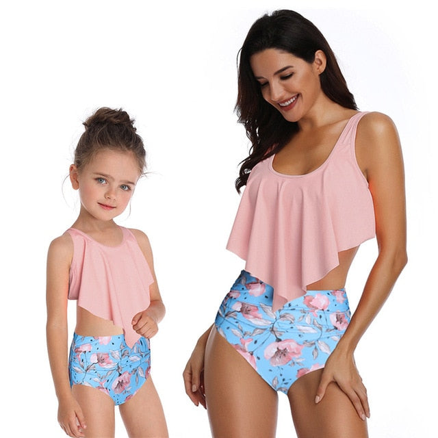 2PS Mommy and me Matching Outfits Swimsuit Summer Mother and daughter