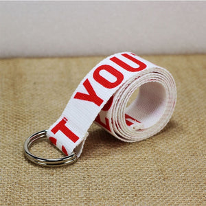 24 styles Unisex Canvas Belts Letters Printed D Ring Double Buckle Punk Waist Strap