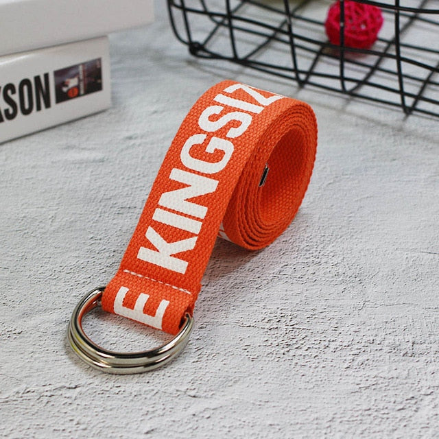 24 styles Unisex Canvas Belts Letters Printed D Ring Double Buckle Punk Waist Strap