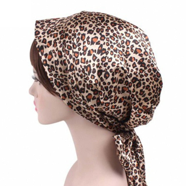 Women Silk Shower Cap Night Sleep Cap Hair Bonnet Hat Head Cover Satin