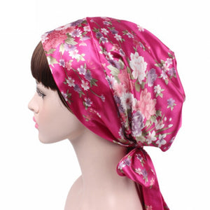 Women Silk Shower Cap Night Sleep Cap Hair Bonnet Hat Head Cover Satin