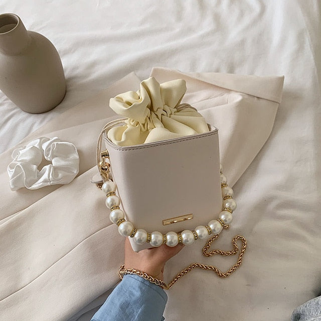 Solid color Pearl Tote Box bag 2020 Fashion