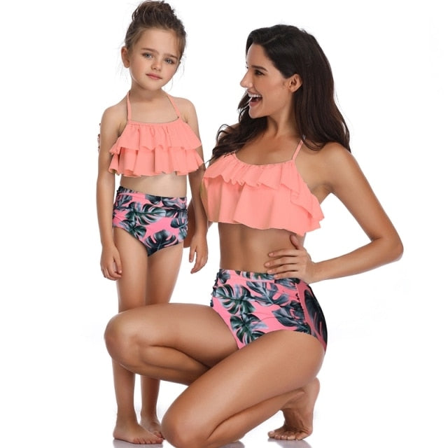 2PS Mommy and me Matching Outfits Swimsuit Summer Mother and daughter