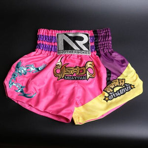 2021 Wholesale Embroidered Letter Contrast Color Splice Sports Women Muay Thai Shorts Custom Boxing Shorts Wholesale