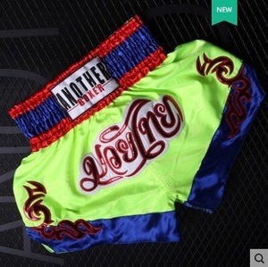 2021 Wholesale Embroidered Letter Contrast Color Splice Sports Women Muay Thai Shorts Custom Boxing Shorts Wholesale