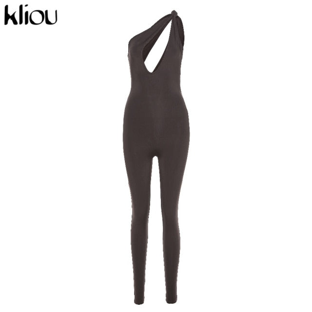 One shoulder sexy cut out jumpsuit