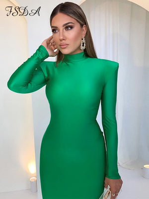 Long Sleeve Women Dress Turtleneck